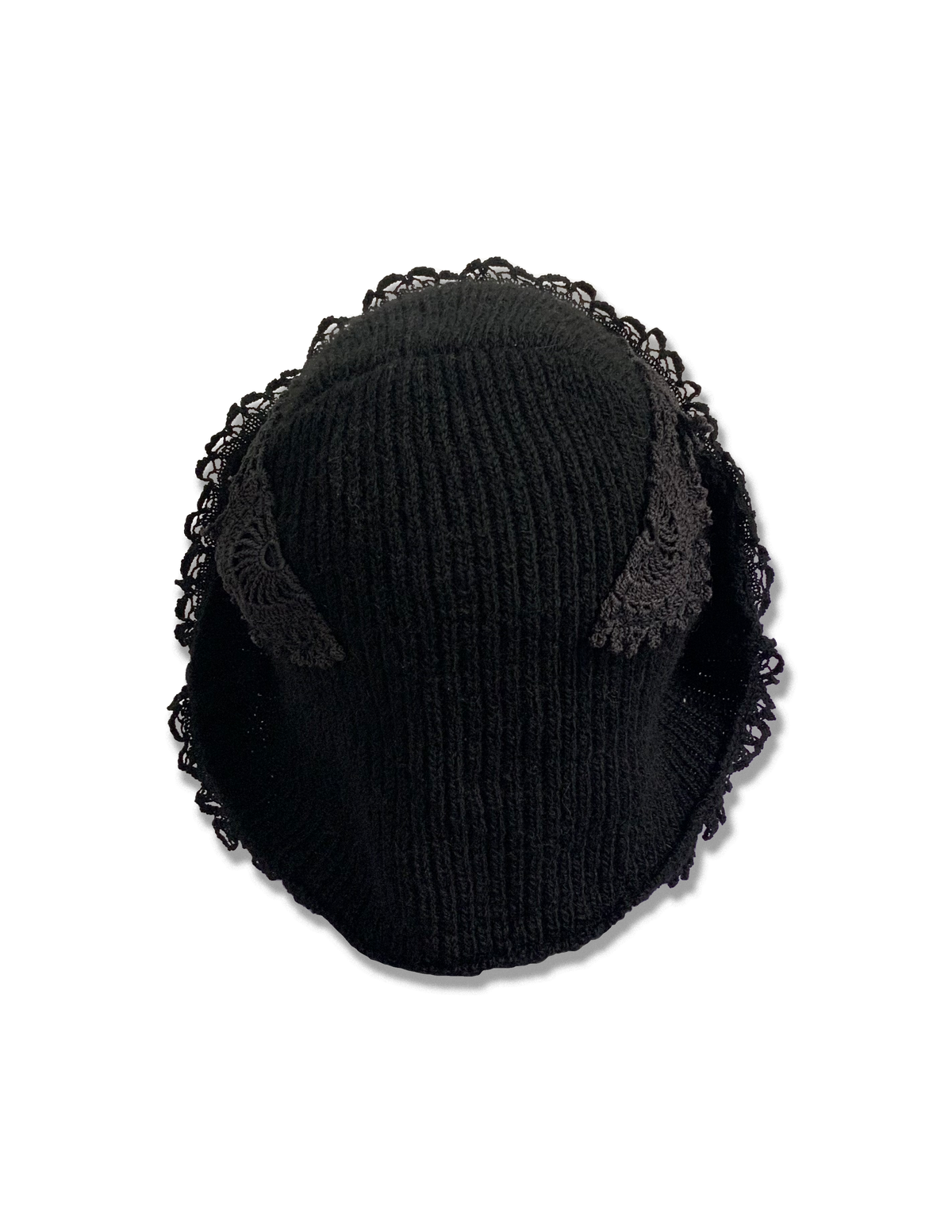 Beanie with Crochet Lace Ear Flaps