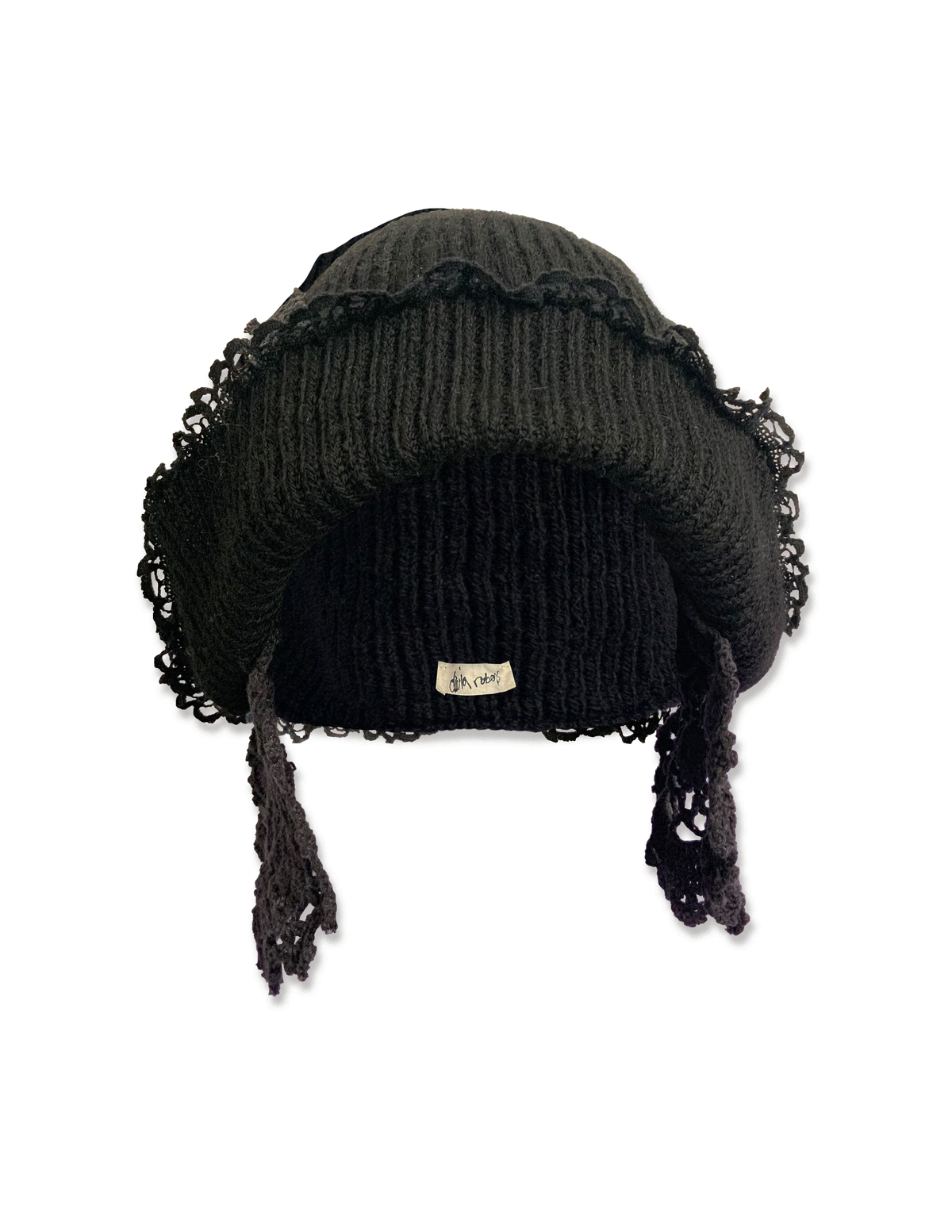 Beanie with Crochet Lace Ear Flaps