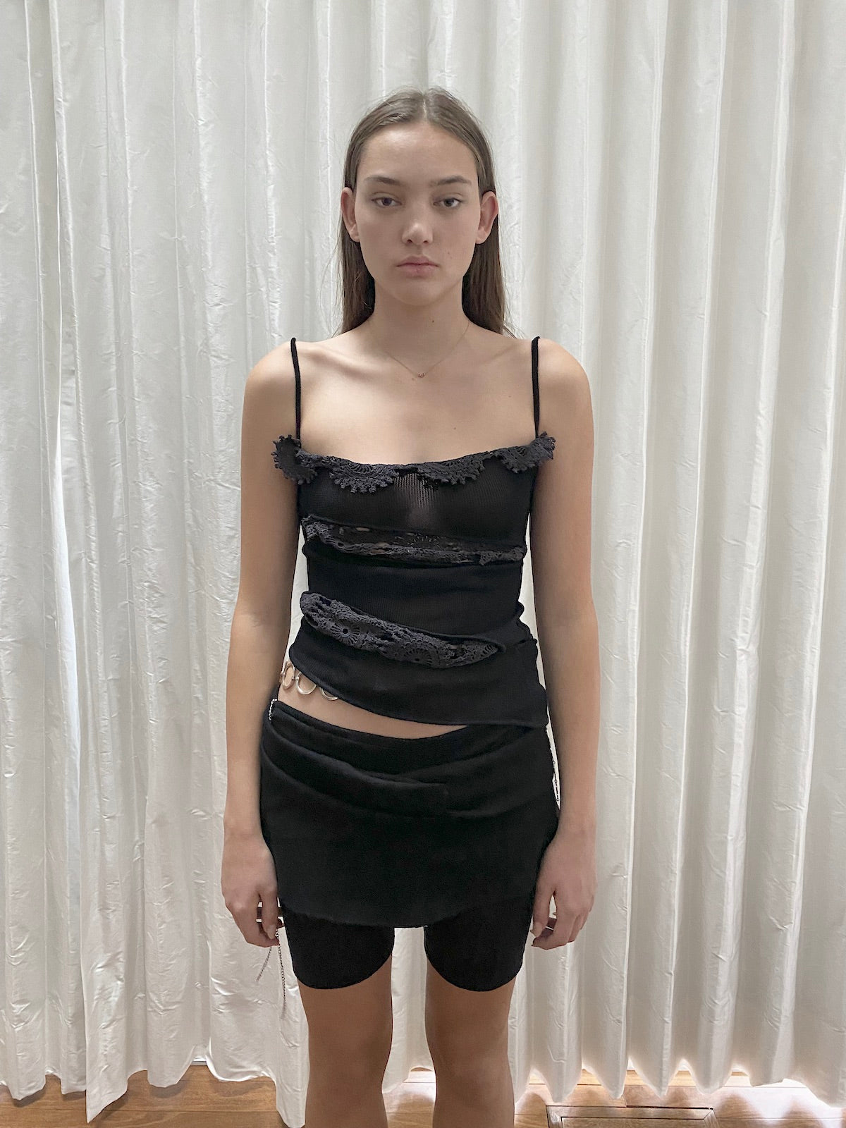 Slashed Vest with Lace