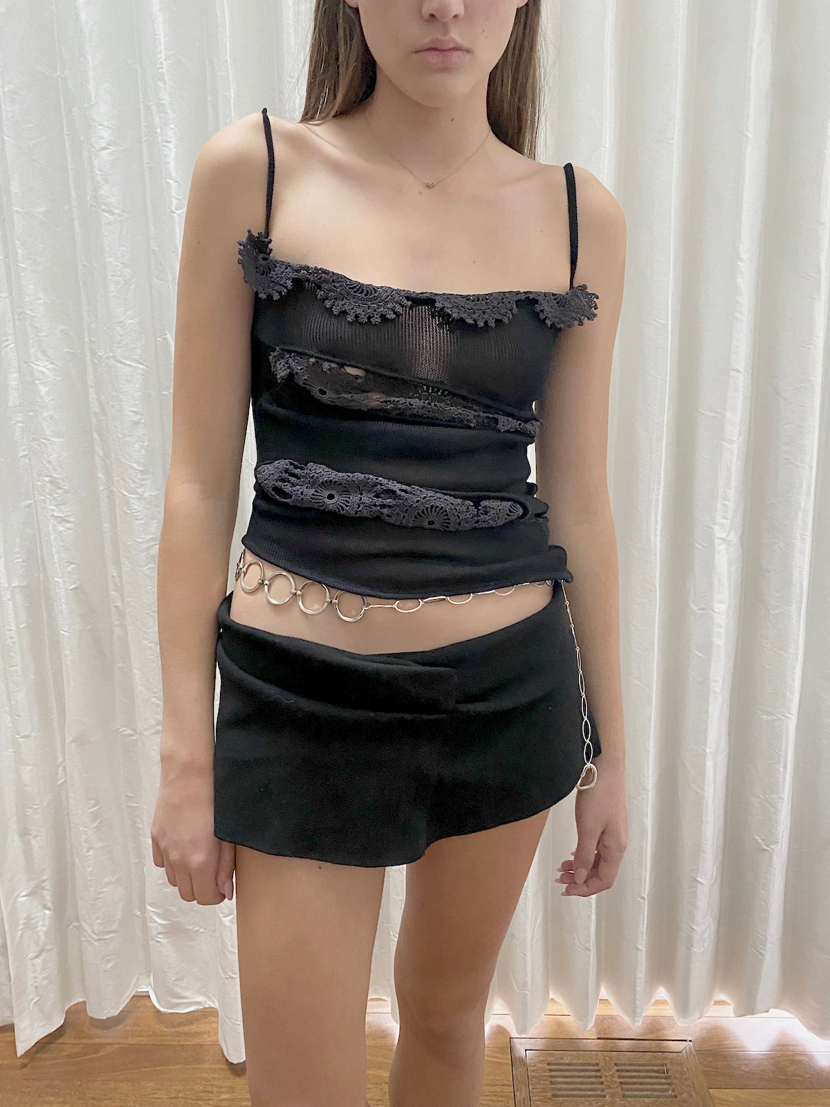 Slashed Vest with Lace