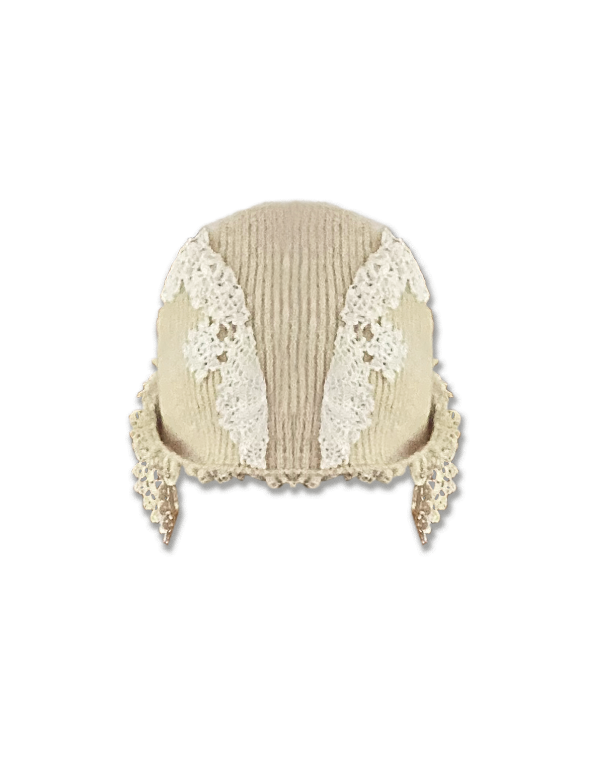 Beanie with Crochet Lace Ear Flaps